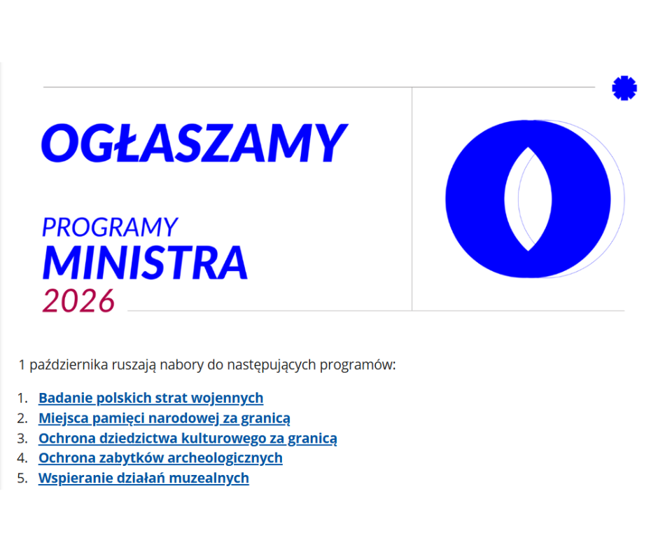 Kolejne nabory do Programów Ministra Kiltury i Dziedzictwa Narodowego na 2026 rok