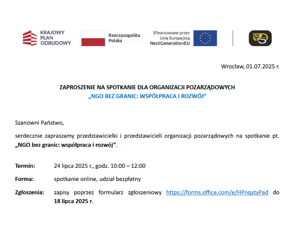 NGO bez granic: współpraca i rozwój DODN Wrocław zaprasza on-line