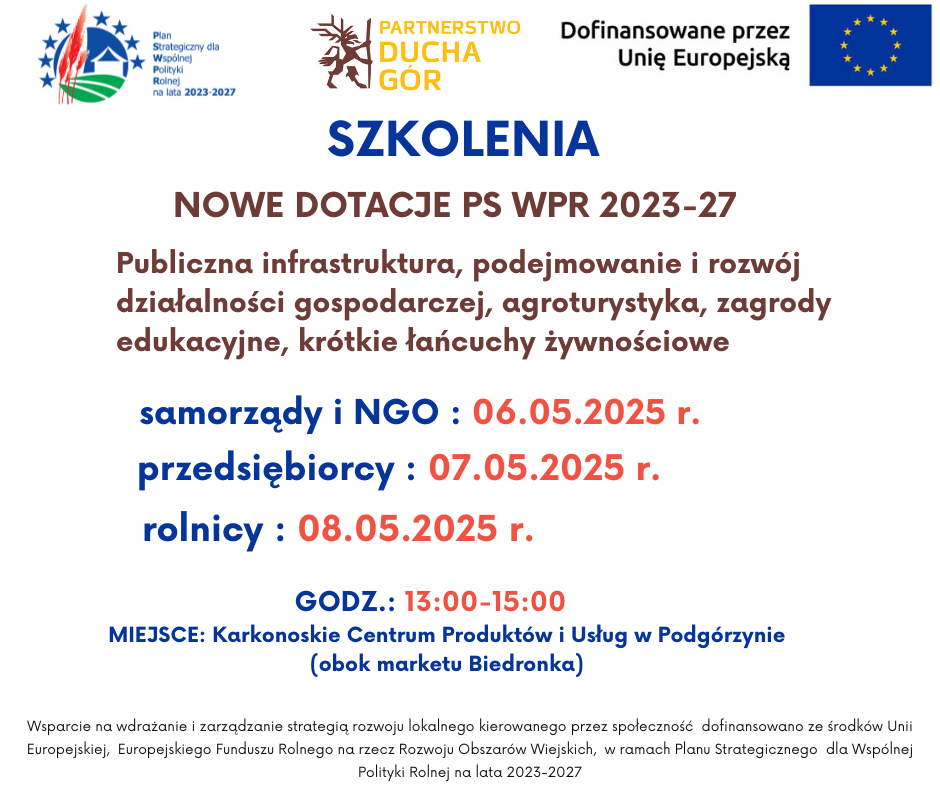 SZKOLENIE NOWE DOTACJE PS WPR 2023-27 - Maj 2025 r.