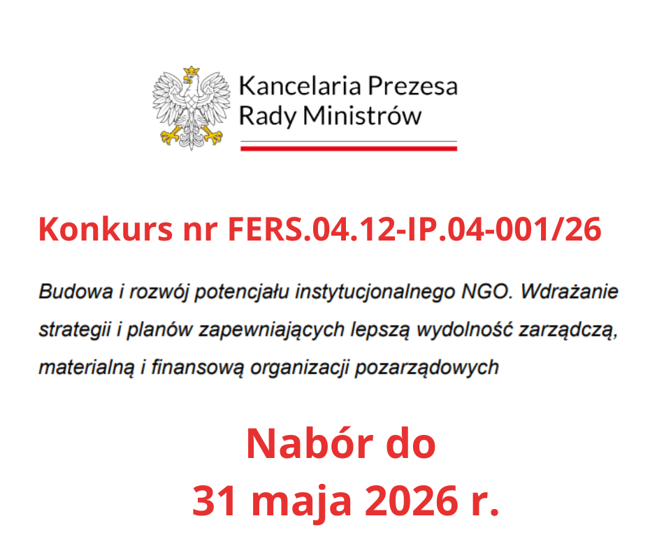 Konkurs FERS: Działanie 04.12 „Wsparcie NGO w zakresie usług publicznych i współpracy”