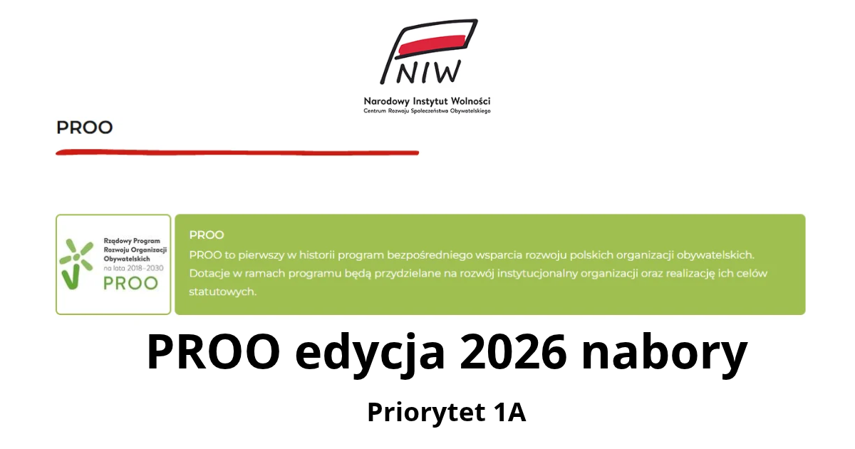 Zmiana w regulaminie PROO edycja 2026 nabory. Priorytet 1A
