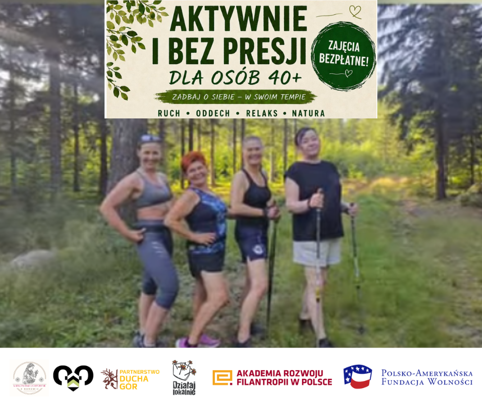 Relacja z I zajęć slow jogging i nordic walking z  KGW z Borowic