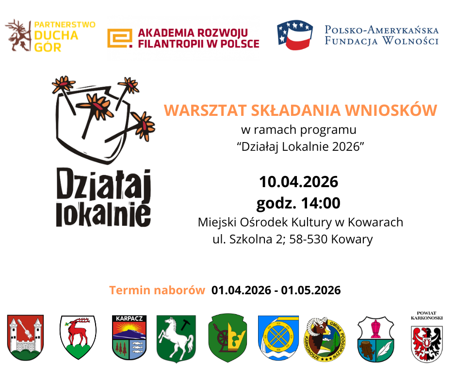 10 IV WARSZTAT SKŁADANIA WNIOSKÓW w ramach programu   “Działaj Lokalnie 2026” 