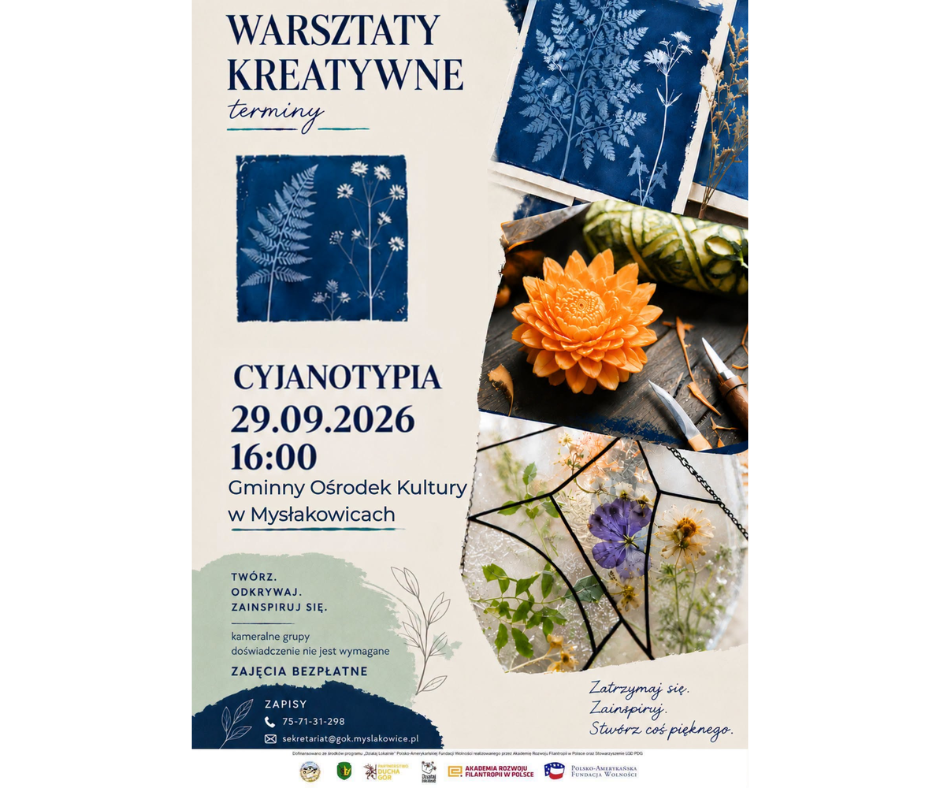 Warsztaty z cyjanotypii 29.09.2026 w GOK w Mysłakowicach