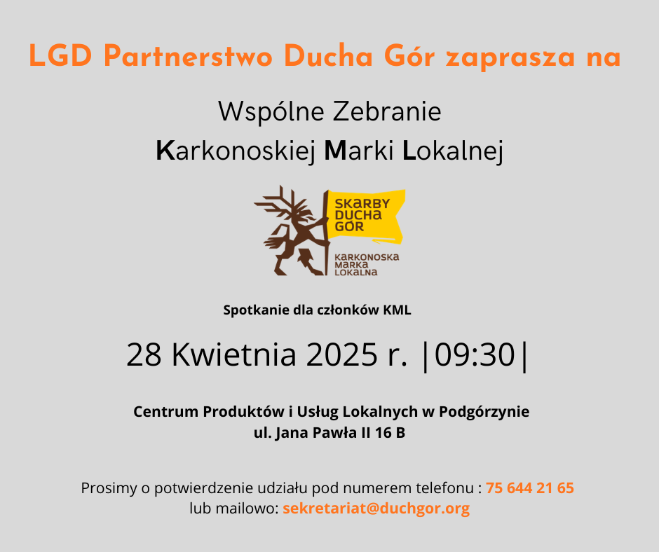 Zaproszenie członków Karkonoskiej Marki Lokalnej na Wspólne Spotkanie 28.04.2026 r.