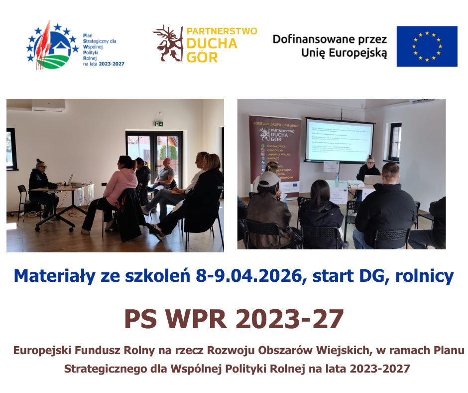 Materiały szkoleniowe ze szkolenia dla osób na start działalności gospodarczej 8.IV i rolników 9.IV